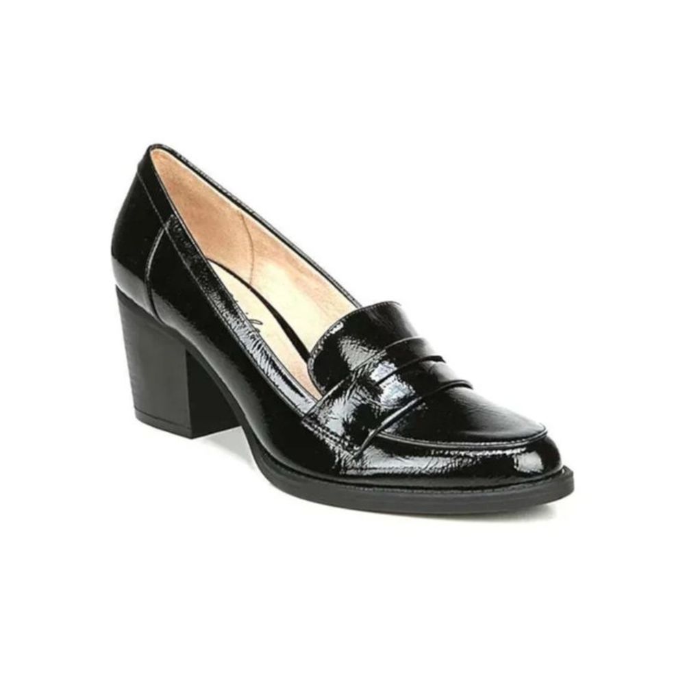 LIFE STRIDE VELOCITY Womens Black Hudson Almond Slip On Heeled Loafers 8 W